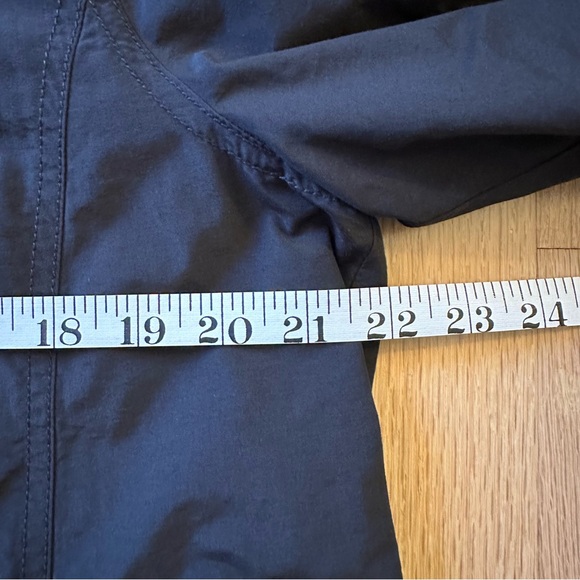 Eileen Fisher - Light Cotton/Nylon Stand Collar Long Coat, Black - Picture 8 of 11